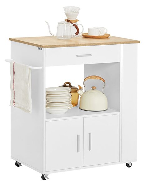 SoBuy FKW113-WN Servírovací vozík Kuchyňský vozík Kuchyňský ostrůvek Bílý 75x83x46cm