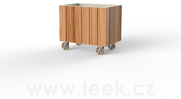 Vondom Květináč na kolečkách Vineyard, Vondom, obdélníkový 80x53x71 cm, lakovaný hliník, teak natural, barevné provedení dle vzorníku
