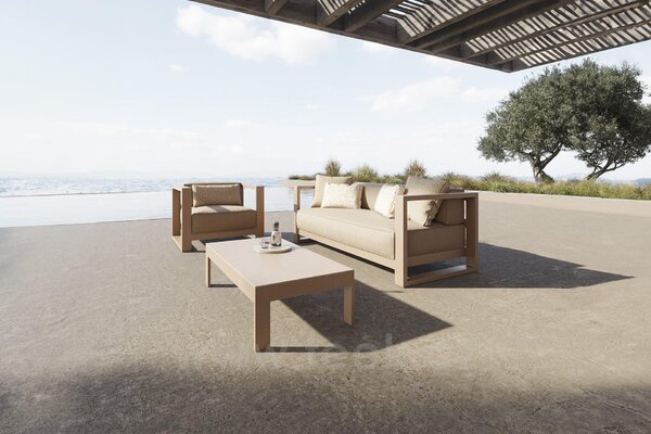 Vondom Nízké křeslo Posidonia, Vondom, 95x89x72 cm, rám hliník barva dle vzorníku, sedáky venkovní látka Group 1A a 1B barva dle vzorníku