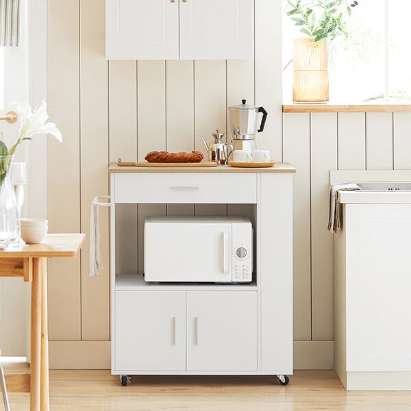 SoBuy FKW113-WN Servírovací vozík Kuchyňský vozík Kuchyňský ostrůvek Bílý 75x83x46cm