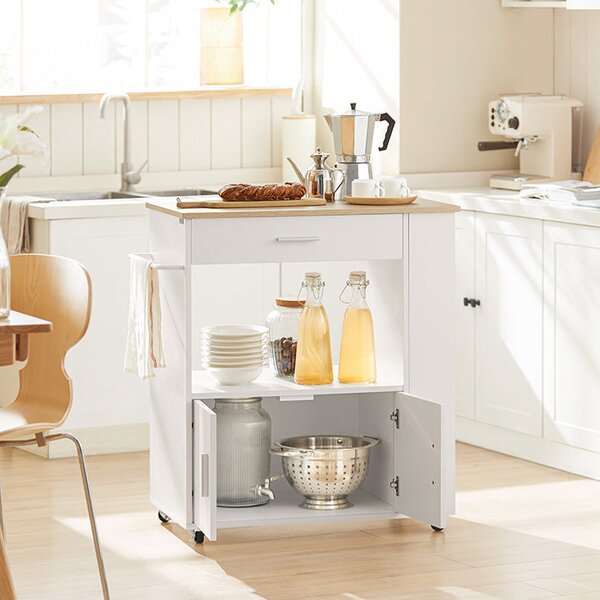 SoBuy FKW113-WN Servírovací vozík Kuchyňský vozík Kuchyňský ostrůvek Bílý 75x83x46cm