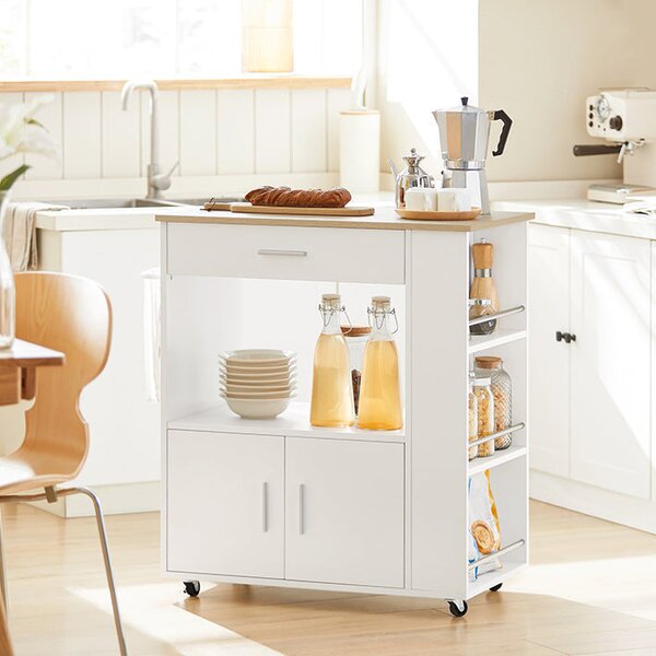SoBuy FKW113-WN Servírovací vozík Kuchyňský vozík Kuchyňský ostrůvek Bílý 75x83x46cm