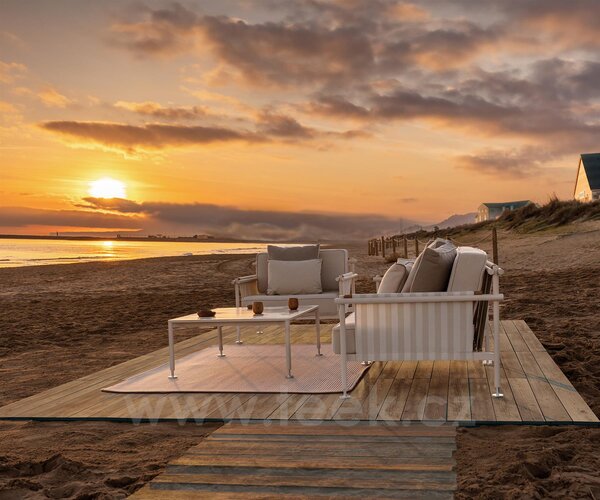 Vondom Konferenční stolek Hamptons, Vondom, čtvercový 85x85x33 cm, rám hliník barva dle vzorníku, deska Solid Core barva dle vzorníku