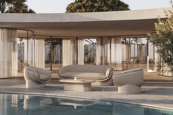 Vondom Pohovka Luna, Vondom, 237x84x71 cm, matný polyethylen, venkovní látka Group 1A a 1B, barva dle vzorníku