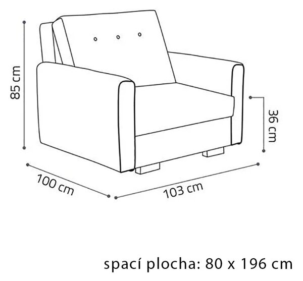 Pohovka VIVA I SONIC | 103 cm | rozkládací + úložný prostor | VÝBĚR TKANIN