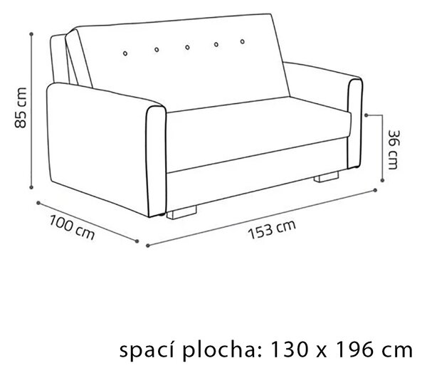 Pohovka VIVA III SONIC | 153 cm | rozkládací + úložný prostor | VÝBĚR TKANIN