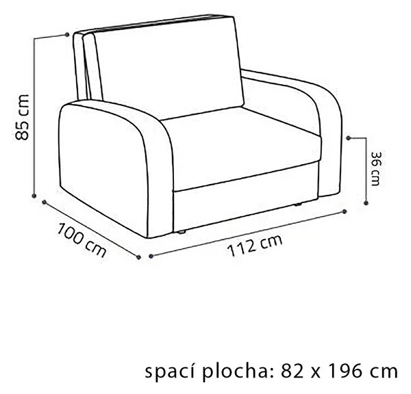 Pohovka VIVA I FRUGO | 112 cm | rozkládací + úložný prostor | otvor na láhev | VÝBĚR TKANIN