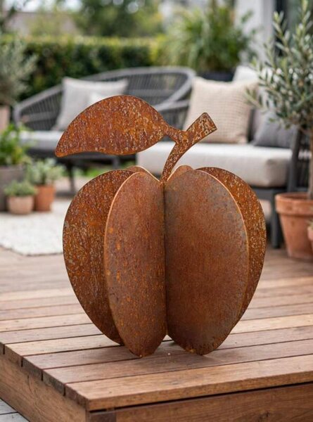 Kovová zahradní dekorace Jablko 3D malé 35 cm corten