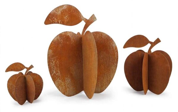 Kovová zahradní dekorace Jablko 3D střední 56 cm corten