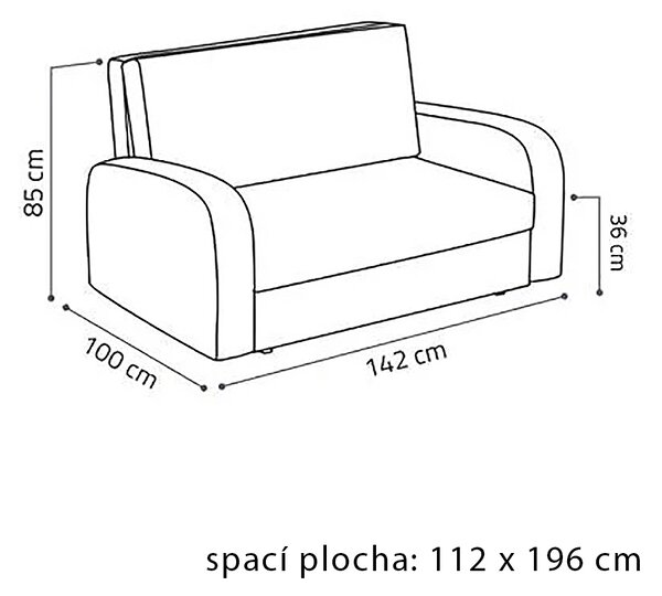 Pohovka VIVA II FRUGO | 142 cm | rozkládací + úložný prostor | otvor na láhev | VÝBĚR TKANIN