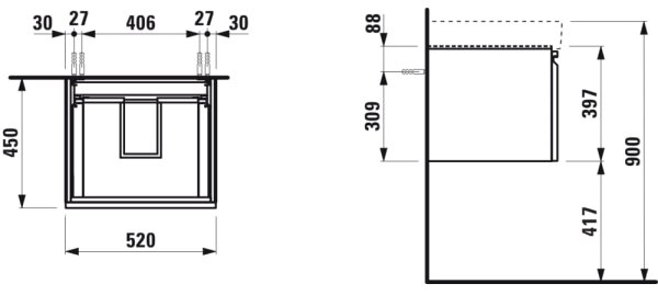 LAUFEN H4833510964751 - Koupelnová skříňka pro umyvadlo PRO 52 cm bílá