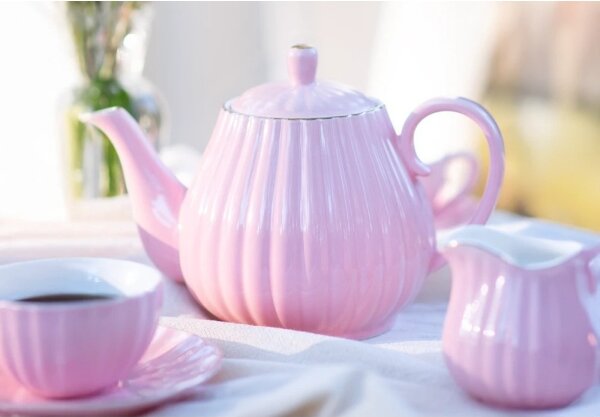 Porcelánová kávová sada 15 ks růžová