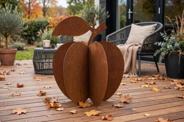 Kovová zahradní dekorace Jablko 3D střední 56 cm corten