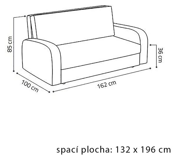 Pohovka VIVA III FRUGO | 162 cm | rozkládací + úložný prostor | otvor na láhev | VÝBĚR TKANIN