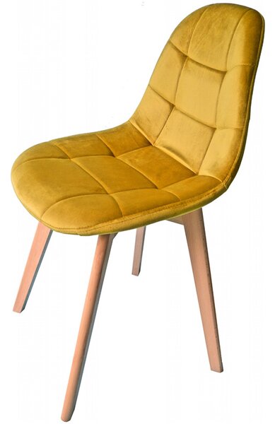 Luxusní čalouněná židle hořčicově žluté barvy