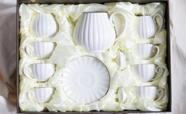Porcelánová kávová sada 15 ks bílá