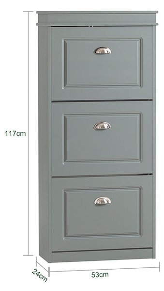 SoBuy FSR94-HG Botník Sklápěč bot Botník se 3 klapkami Světle šedá 53x117x24cm