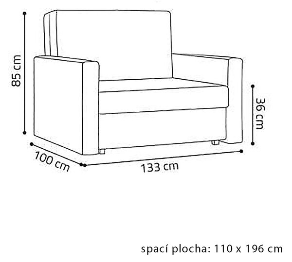 Pohovka VIVA II BIS | 133 cm | rozkládací + úložný prostor | VÝBĚR TKANIN