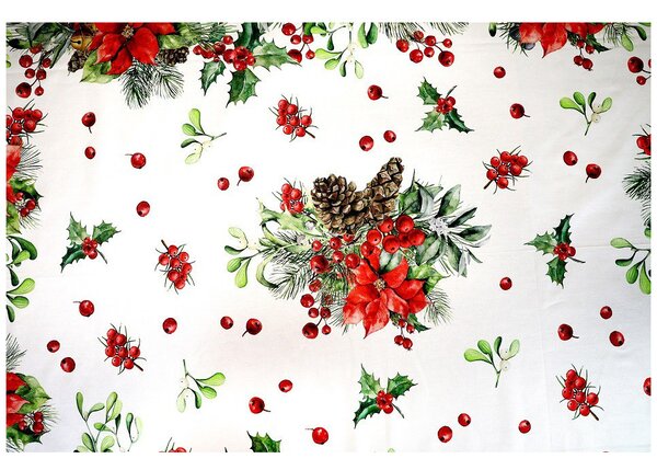Vánoční bavlněný ubrus digitálni potlač 140x180 cm Made in Italy Barva Bílá Rozměry 140x180 cm