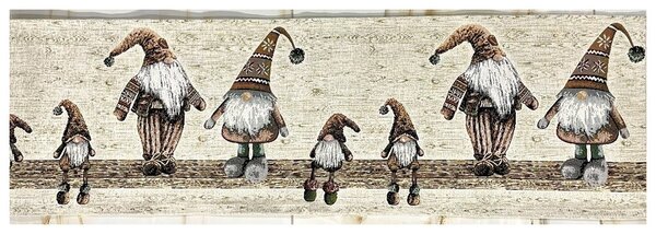 Vánoční gobelínový běhoun na stůl Béžoví skřítci Chenille IT05 Barva Béžová Rozměry 40x130 cm