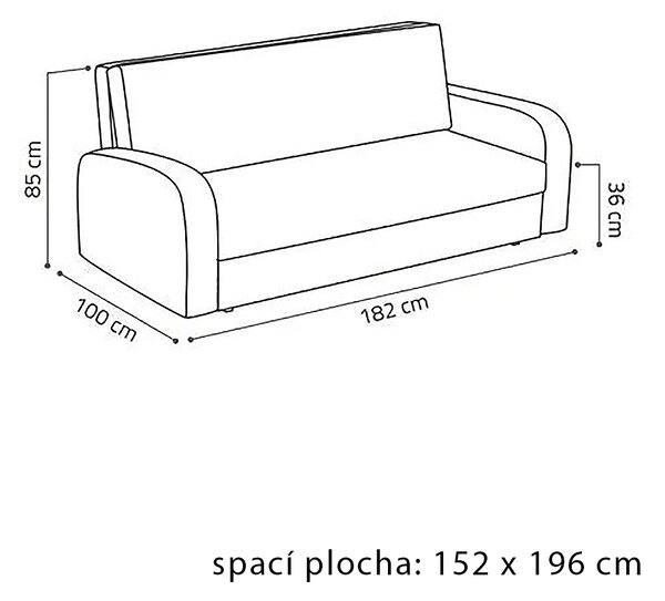 Pohovka VIVA IV FRUGO | 182 cm | rozkládací + úložný prostor | otvor na láhev | VÝBĚR TKANIN