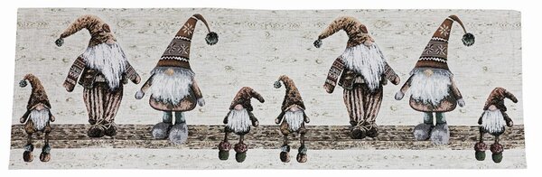 Vánoční gobelínový běhoun na stůl Béžoví skřítci Chenille IT05 Barva Béžová Rozměry 40x130 cm