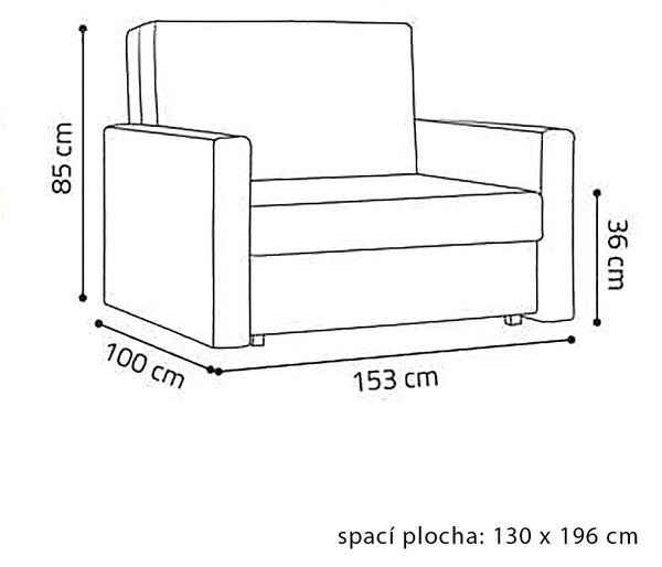 Pohovka VIVA III BIS | 153 cm | rozkládací + úložný prostor | VÝBĚR TKANIN