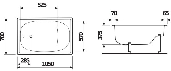 JIKA H2340000000001 - Sedací vana RIGA 105x70 ocel/bílá