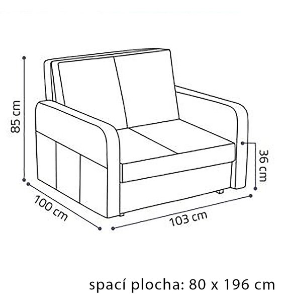 Pohovka VIVA I PUFF | 103 cm | rozkládací + úložný prostor | kapsy na bocích | VÝBĚR TKANIN