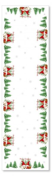 Vánoční běhoun na stůl Skřítci 2 Barva Bílá Rozměry 40x220 cm