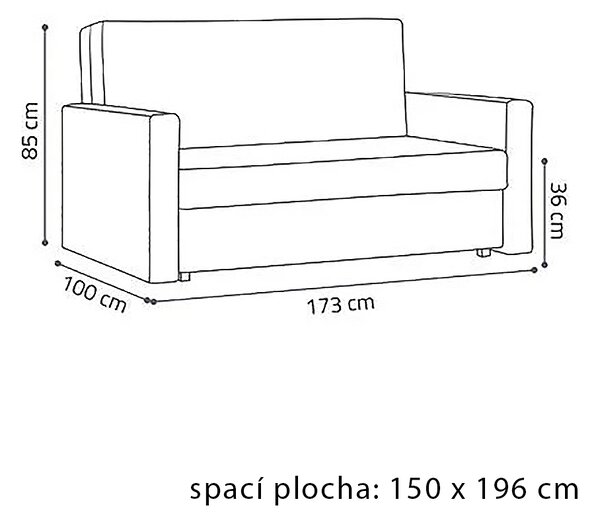 Pohovka VIVA IV BIS | 173 cm | rozkládací + úložný prostor | VÝBĚR TKANIN