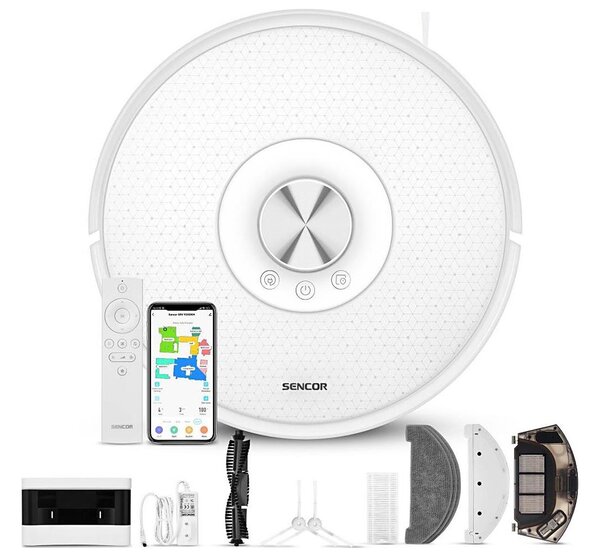 Sencor- Robotický vysavač s mopem 2v1 50W/5000 mAh Wi-Fi bílá + dálkové ovládání
