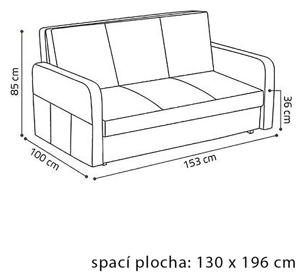 Pohovka VIVA III PUFF | 153 cm | rozkládací + úložný prostor | kapsy na bocích | VÝBĚR TKANIN