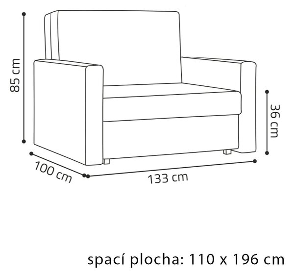 Pohovka VIVA II SMART | 133 cm | rozkládací + úložný prostor | VÝBĚR TKANIN