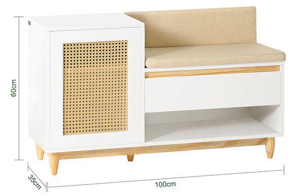SoBuy FSR128-W Botník Lavice s úložným prostorem Bílo-přírodní 100x60x35cm