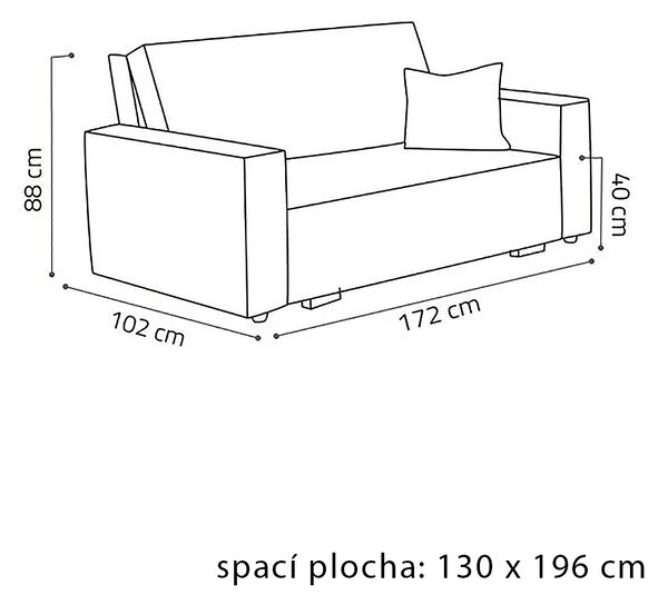 Pohovka VIVA III VOX | 172 cm | rozkládací + úložný prostor | VÝBĚR TKANIN