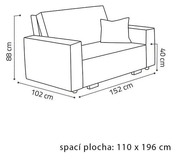 Pohovka VIVA II VOX | 152 cm | rozkládací + úložný prostor | crown 17 světle šedá
