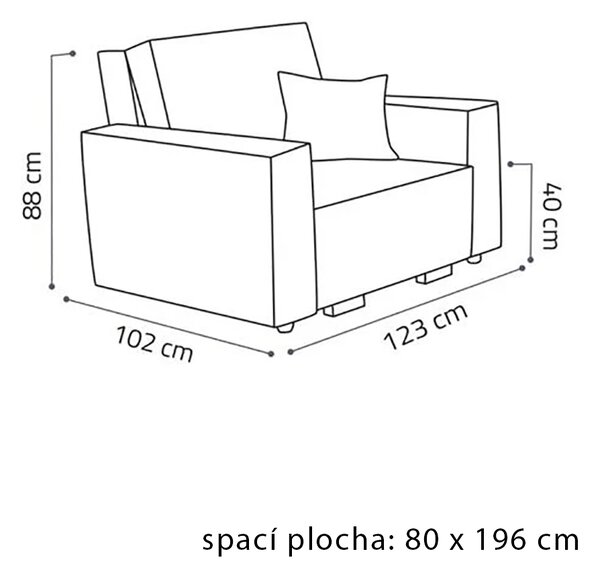 Pohovka VIVA I VOX | 123 cm | rozkládací + úložný prostor | VÝBĚR TKANIN