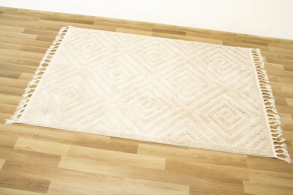 Koberec Berber 7061 Romby 3D ivory / slonová kosť / krémový