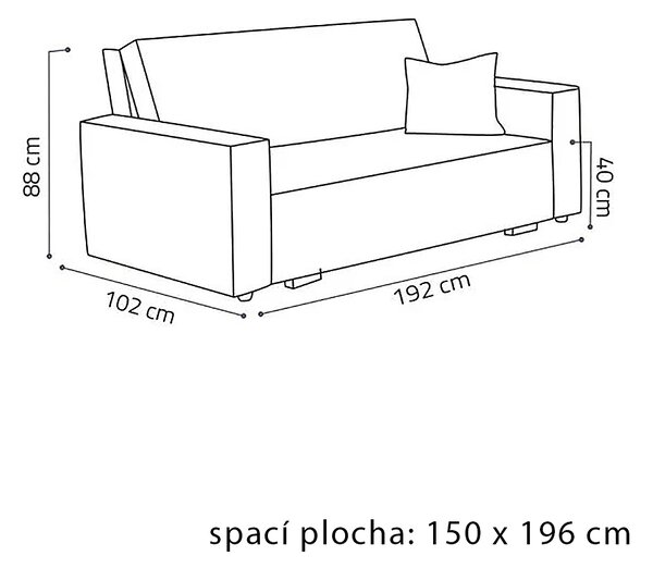 Pohovka VIVA IV VOX | 192 cm | rozkládací + úložný prostor | VÝBĚR TKANIN