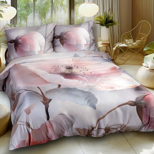 SATÉNOVÉ POVLEČENÍ SATYNLOVE PREMIUM 200X200 CM, 2KS 50X70 CM KVĚTY