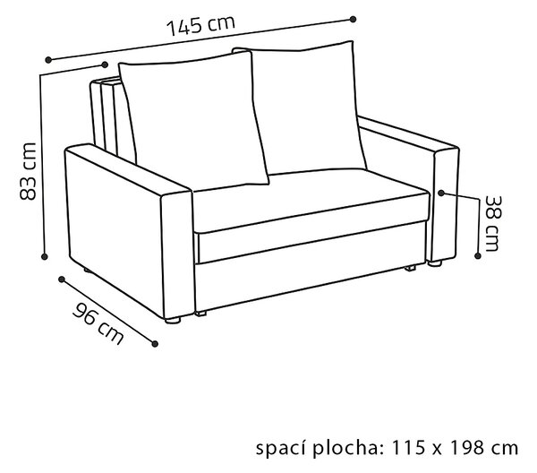Pohovka ASTRA II | 145 cm | rozkládací + úložný prostor | VÝBĚR TKANIN