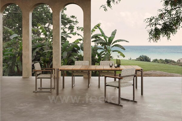 Vondom Jídelní stůl Tulum, Vondom, 250x106x74 cm, rám hliník, deska natural teak
