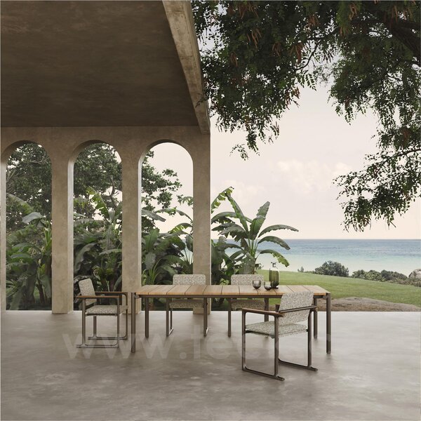 Vondom Jídelní křeslo Tulum, Vondom, rám hliník, područky natural teak, sedáky venkovní látka Group 1A a 1B barva dle vzorníku