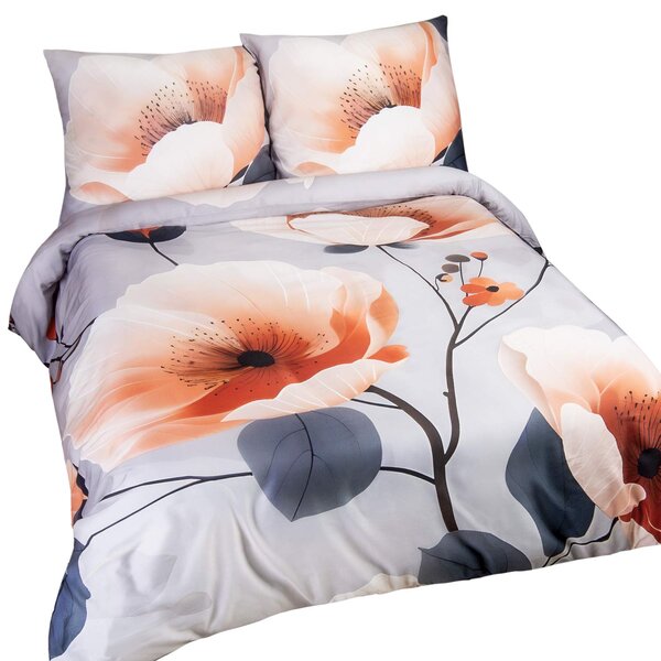 SATÉNOVÉ POVLEČENÍ SATYNLOVE PREMIUM 160X200 CM, 2KS 70X80 CM KVĚTY