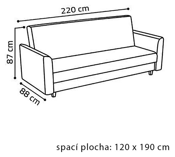 Pohovka SAGA | 220 cm | rozkládací + úložný prostor | VÝBĚR TKANIN