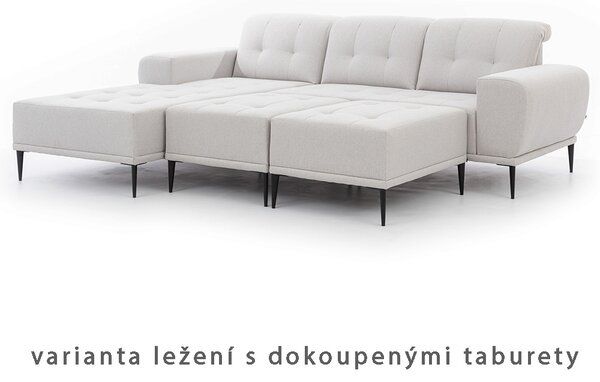 Sedací souprava RAPALLO | 194x256 cm | bez funkce | extra dlouhý otoman | VÝBĚR TKANINY