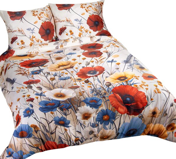 SATÉNOVÉ POVLEČENÍ SATYNLOVE PREMIUM 200X200 CM, 2KS 50X70 CM KVĚTY