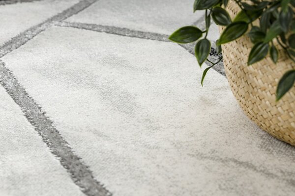Koberec EMERALD exkluzivní 81953 glamour, styl marmur, geometrický černý / stříbrný