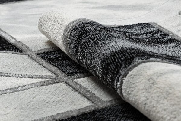 Koberec EMERALD exkluzivní 81953 glamour, styl marmur, geometrický černý / stříbrný